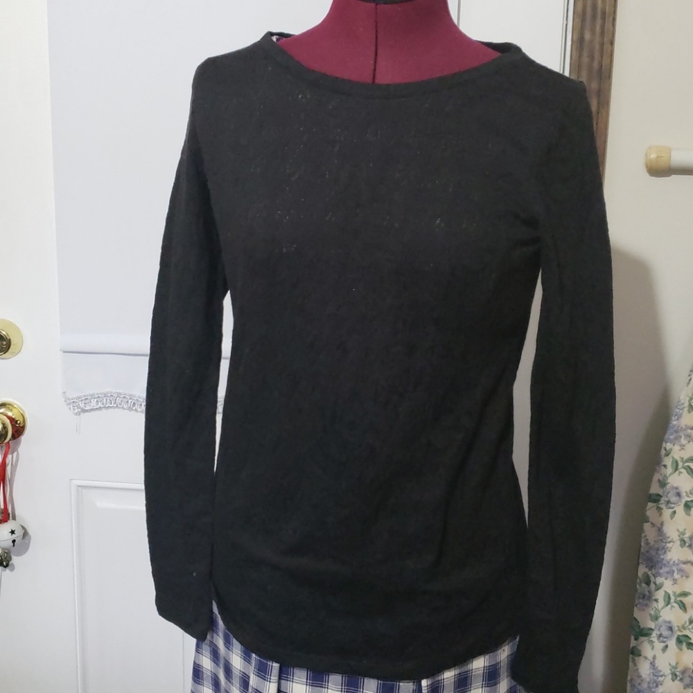 Long sleeve LOFT black lace shirt